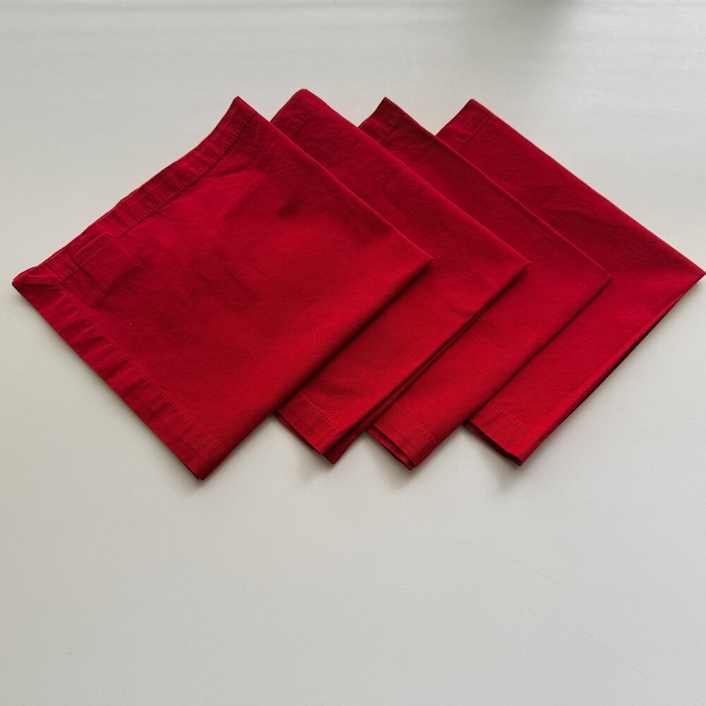Williams Somona Bright Red 100% Cotton Napkin Set of 4 Sz 20x20 Christmas Red
